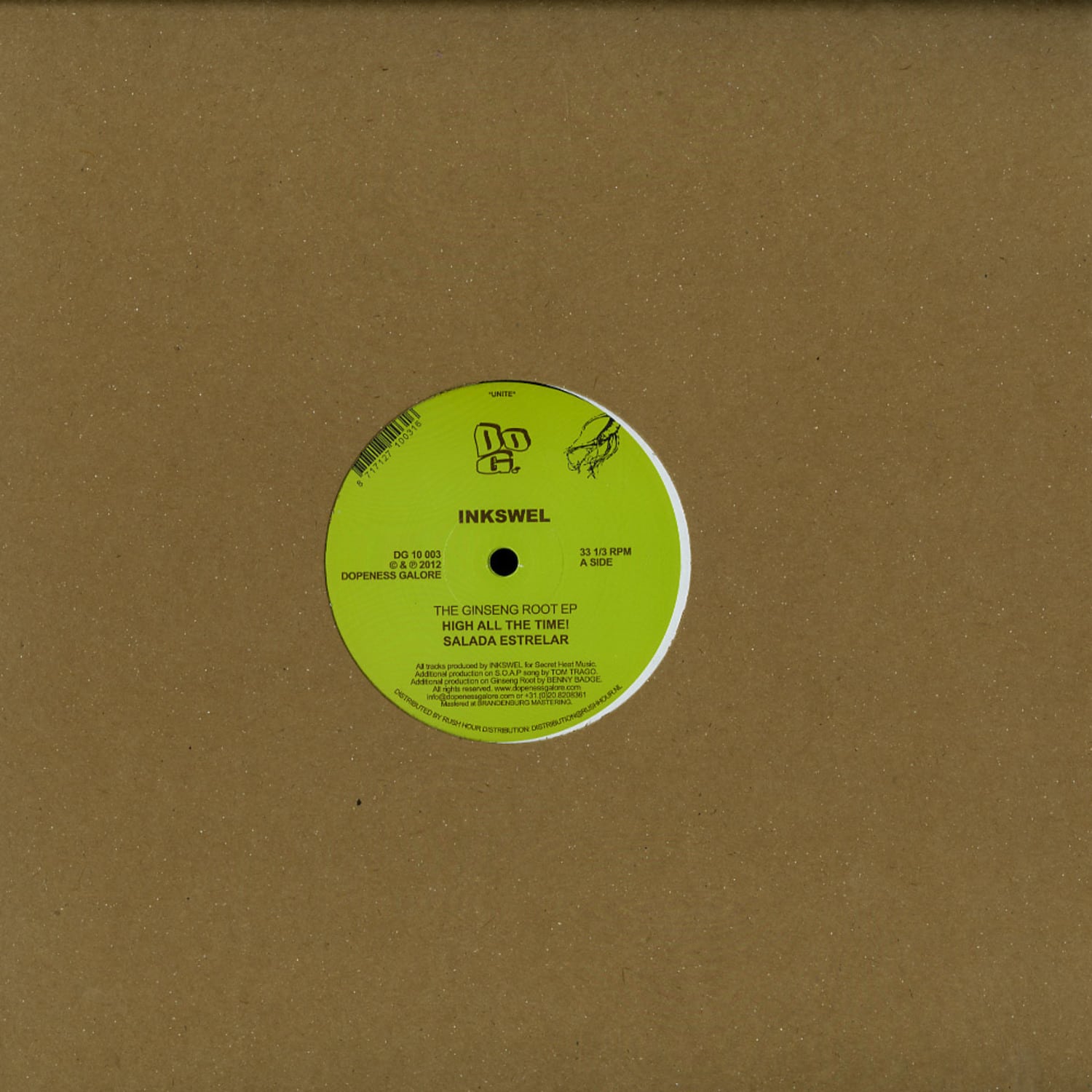 Second Hand vinyl record of INKSWEL, Tom Trago, Benny Badge - The Ginseng Root EP, showing the album cover art on the front.