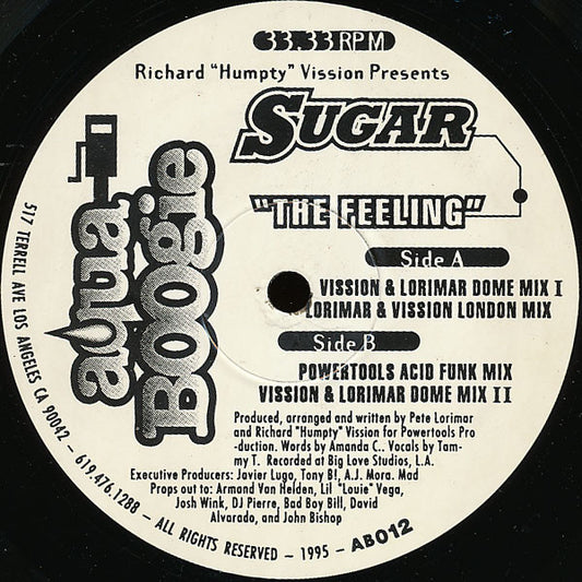 Second Hand vinyl record titled "Sugar – The Feeling" by Richard "Humpty" Vission, featuring album cover art with vibrant colors and design.