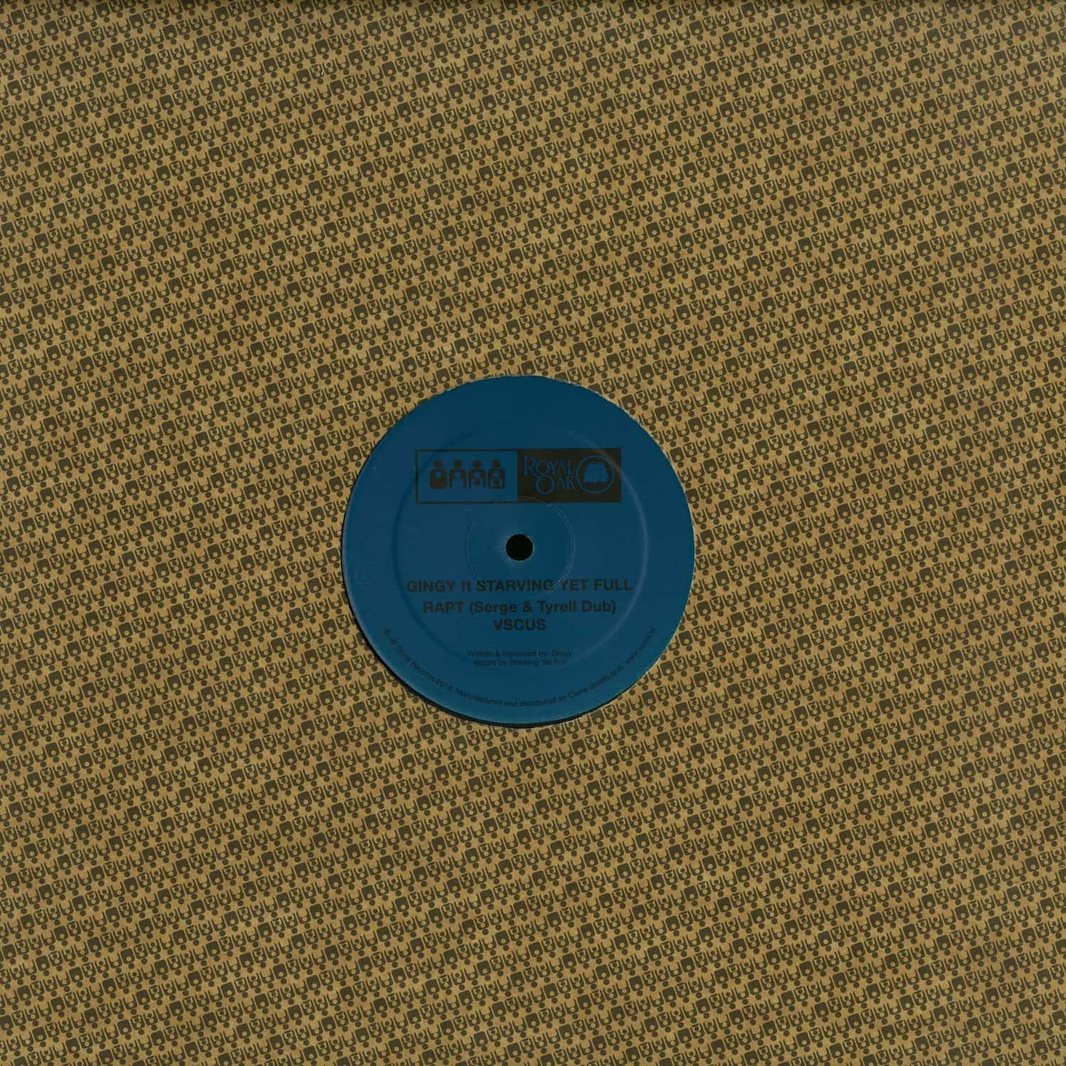 Vinyl record of GINGY ft. Starving Yet Full by Serge & Tyrell, Second Hand, front cover artwork with bold text and vibrant colors.