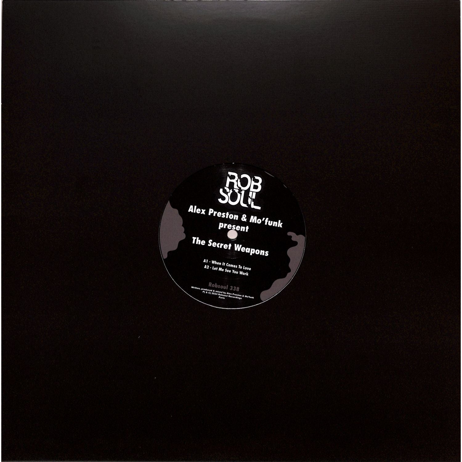 Vinyl record of "The Secret Weapons" by Alex Preston & Mo’Funk, Syncrophone label, showing the front cover artwork.