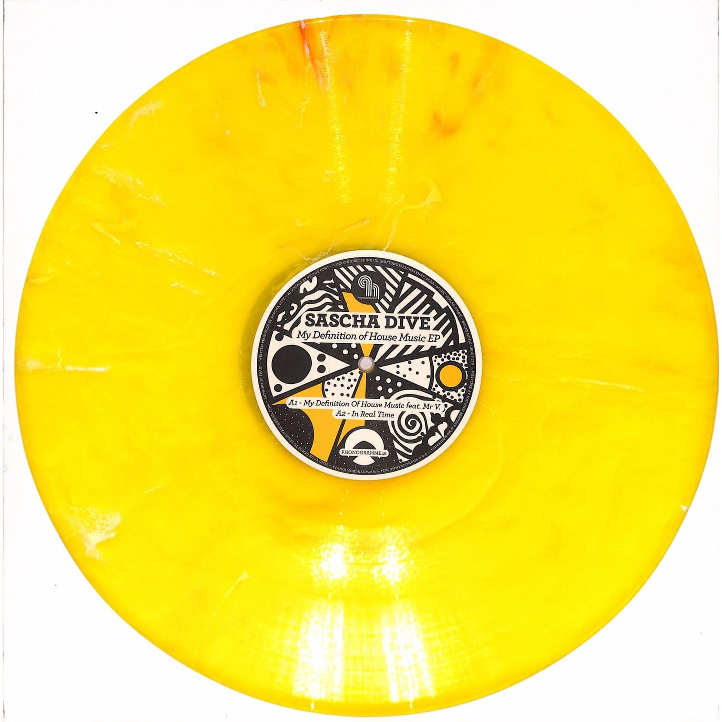 SASCHA DIVE My Definition of House Music EP vinyl record by Syncrophone, showing the album cover art in a close-up shot.