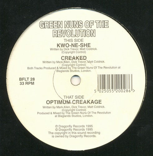 Second Hand vinyl record of Green Nuns of the Revolution's Optimum Creakage, featuring the album cover art.