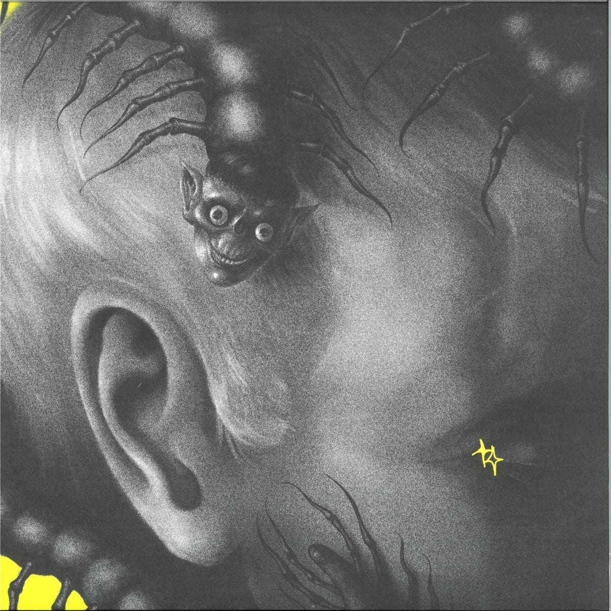 Vinyl record titled "Rave Alert" by Beatrice M., Amor Satyr, Lia Catreux, Spirit Vortex Club, Israfel, Yolek featuring Freky, front cover.