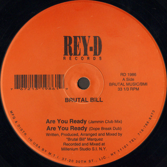 Second Hand vinyl record titled "Are You Ready / Heaven" by Brutal Bill, showing the front cover artwork.