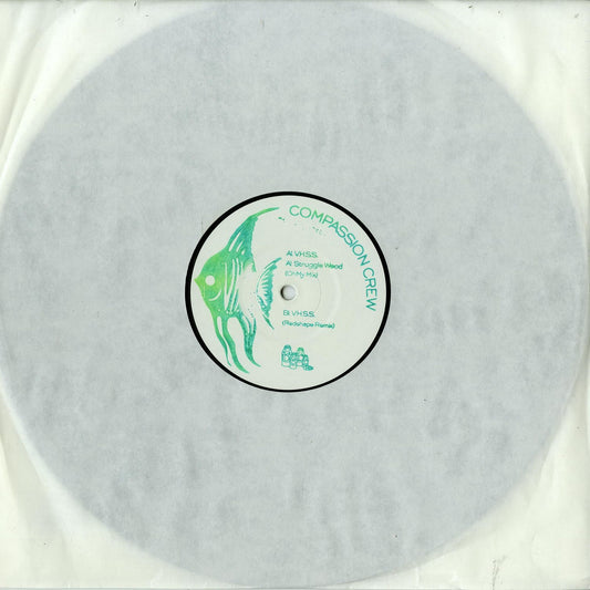 Redshape vinyl record titled "Compassion Crew" by Ohmy, featuring colorful album cover art on a second-hand vinyl disc.