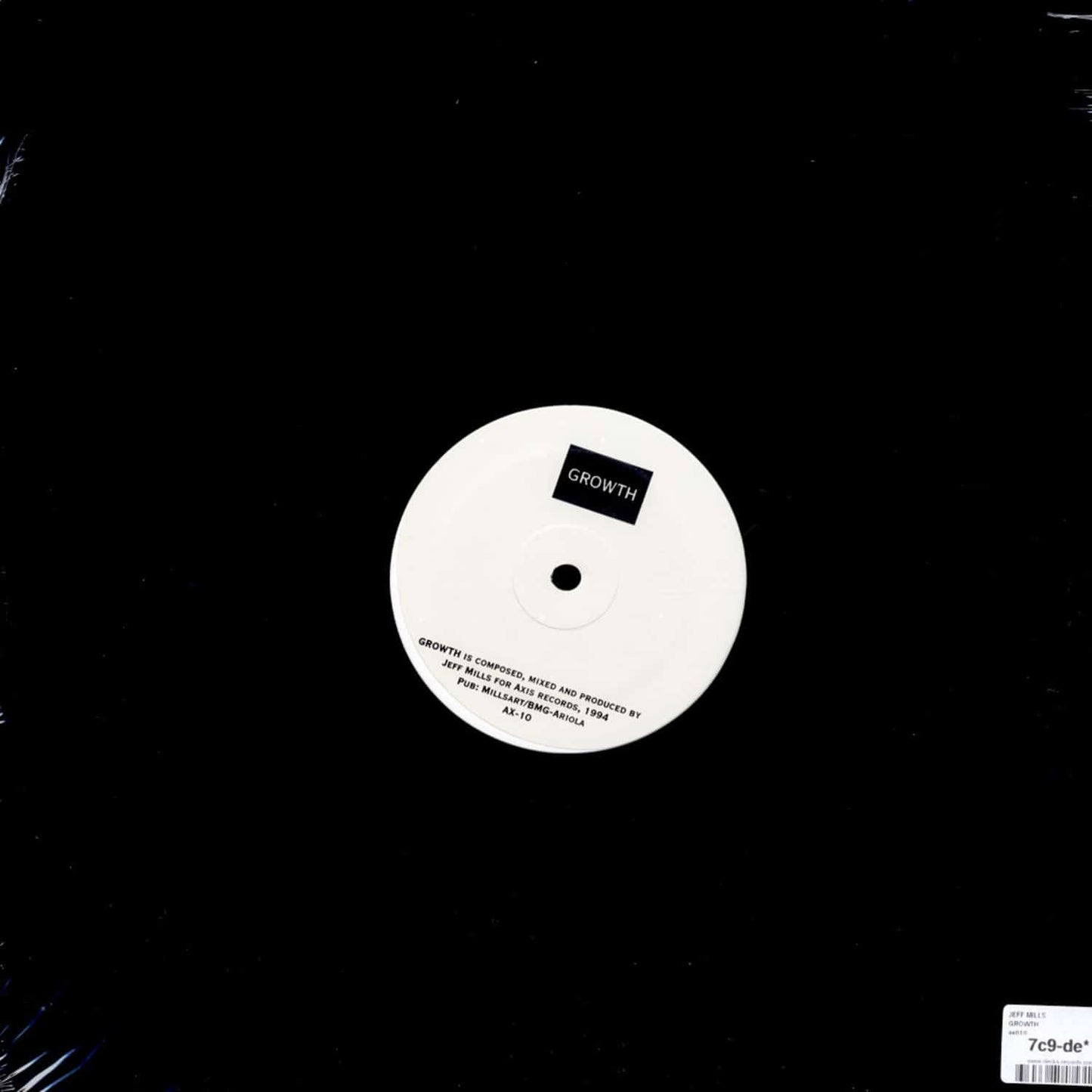 Second Hand vinyl record of Jeff Mills' "Growth" featuring the front cover artwork.