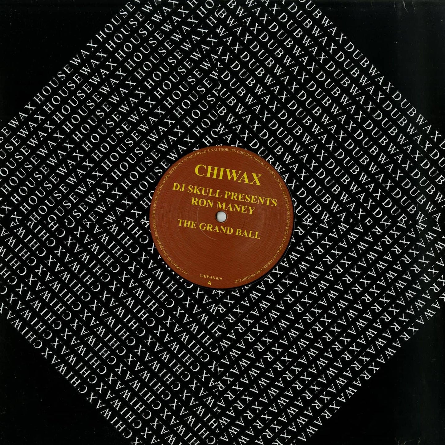 Vinyl record titled "Ron Maney – The Grand Ball" by DJ Skull Presents, featuring a colorful album cover artwork.