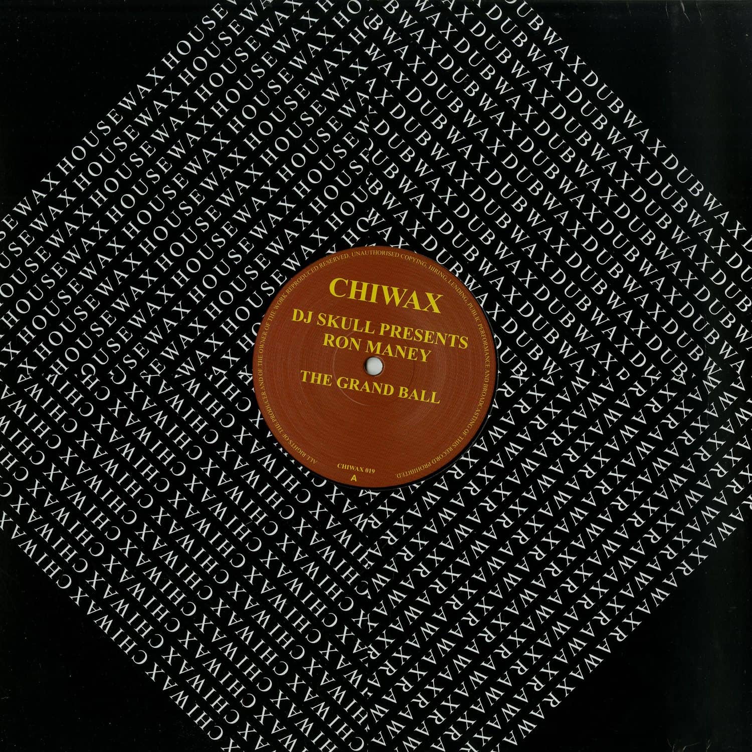 Vinyl record titled "Ron Maney – The Grand Ball" by DJ Skull Presents, featuring a colorful album cover artwork.