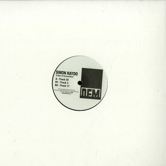 Vinyl record titled "A Duel of Personalities" by Simon Haydo, second-hand edition, featuring colorful abstract cover art.