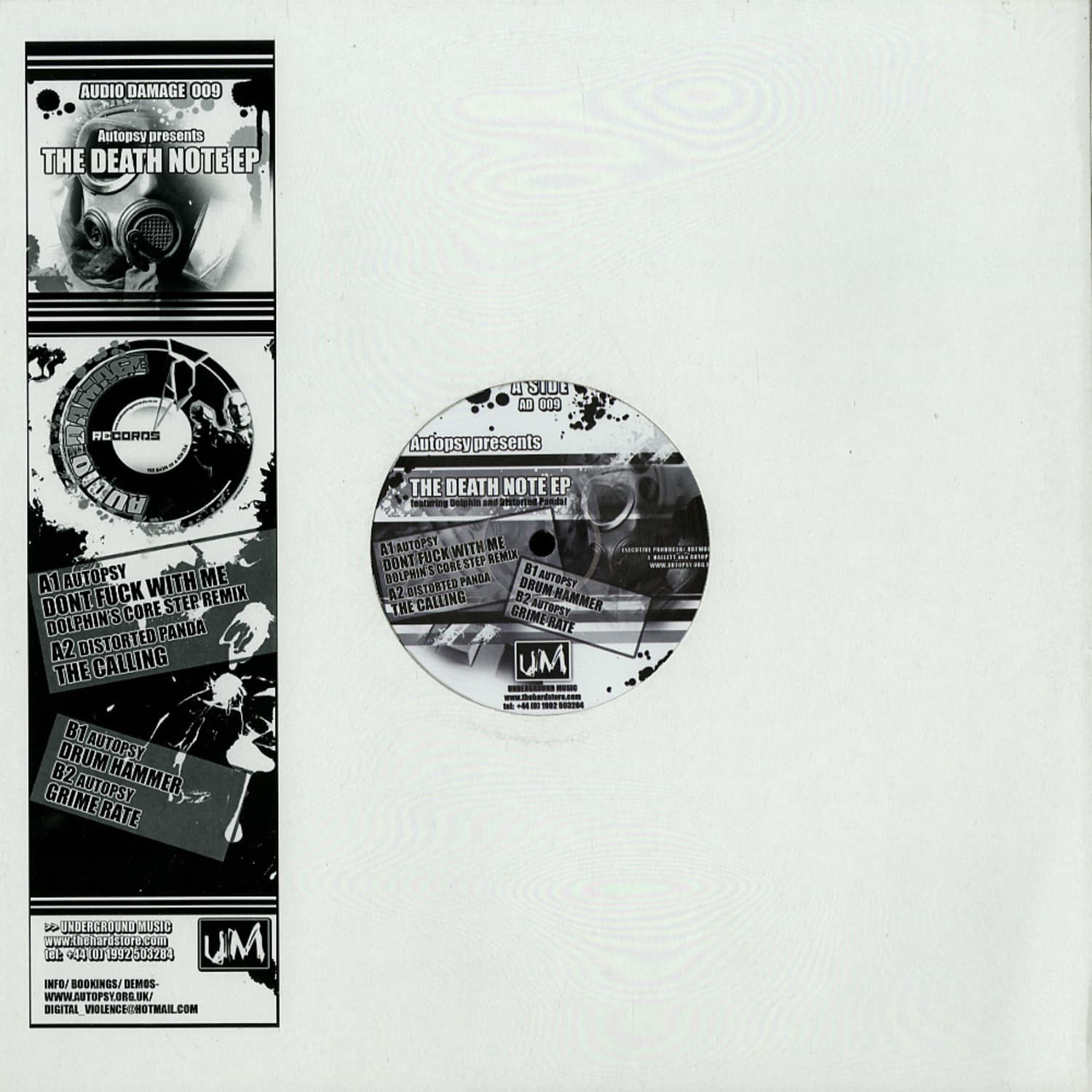 Second Hand vinyl record titled "Autopsy" featuring dolphin and distorted panda artwork from The Death Note EP.
