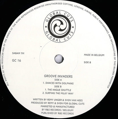 Second Hand vinyl record of "Groove Invaders – Dances With Dolphins" with colorful album cover art.