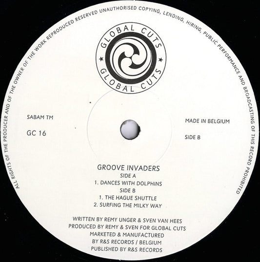 Second Hand vinyl record of "Groove Invaders – Dances With Dolphins" with colorful album cover art.