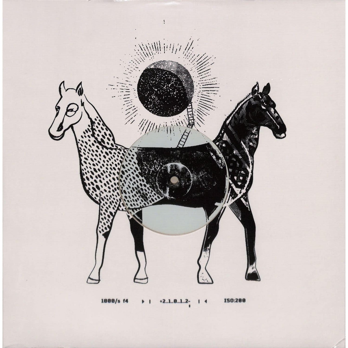 Vinyl record of "Two Faces of Time" by Andrea Ferlin, Feral, Maurizio Cascella, featuring album artwork on the front.