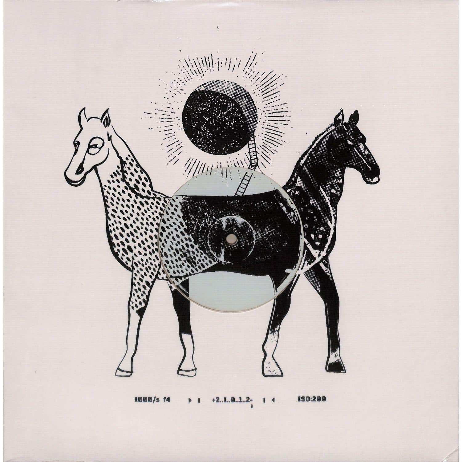 Vinyl record of "Two Faces of Time" by Andrea Ferlin, Feral, Maurizio Cascella, featuring album artwork on the front.
