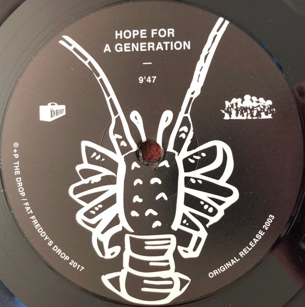 Front view of a secondhand vinyl record titled "Hope for a Generation" by Fat Freddy's Drop, with colorful album artwork.