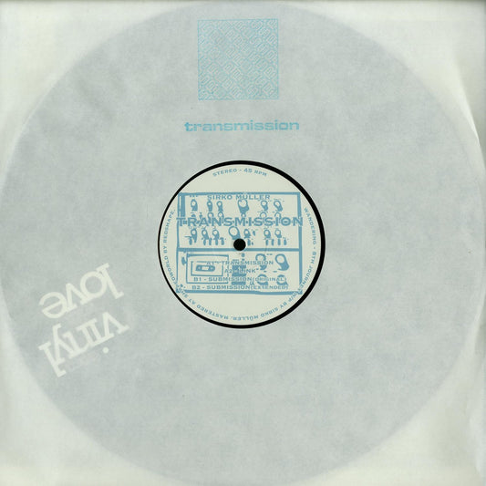 Second Hand vinyl record "Transmission" by Sirko Müller, front cover art featuring abstract geometric design.