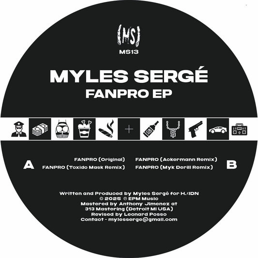 Decks vinyl record featuring MYLES SERGÉ, TOXIDO MASK, ACKERMANN, MYK DERILL on the FanPro EP, front cover artwork.