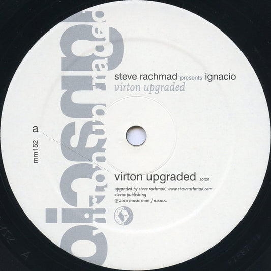 Second Hand vinyl record of Steve Rachmad presents Ignacio and Ben Klock's "Virton Upgraded" with colorful album cover art.