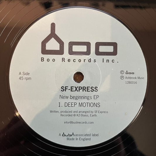 Second Hand SF-EXPRESS New Beginnings EP vinyl record with colorful album cover art, front view.
