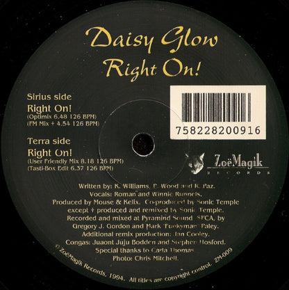 Second Hand DAISY GLOW vinyl record by Sonic Temple, Tasti-Box, showing the front cover with vibrant artwork.