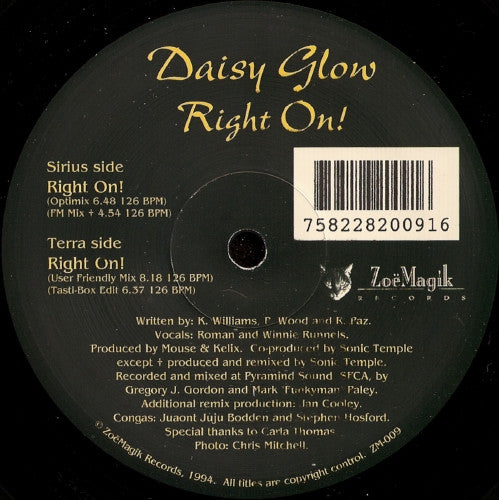 Second Hand DAISY GLOW vinyl record by Sonic Temple, Tasti-Box, showing the front cover with vibrant artwork.