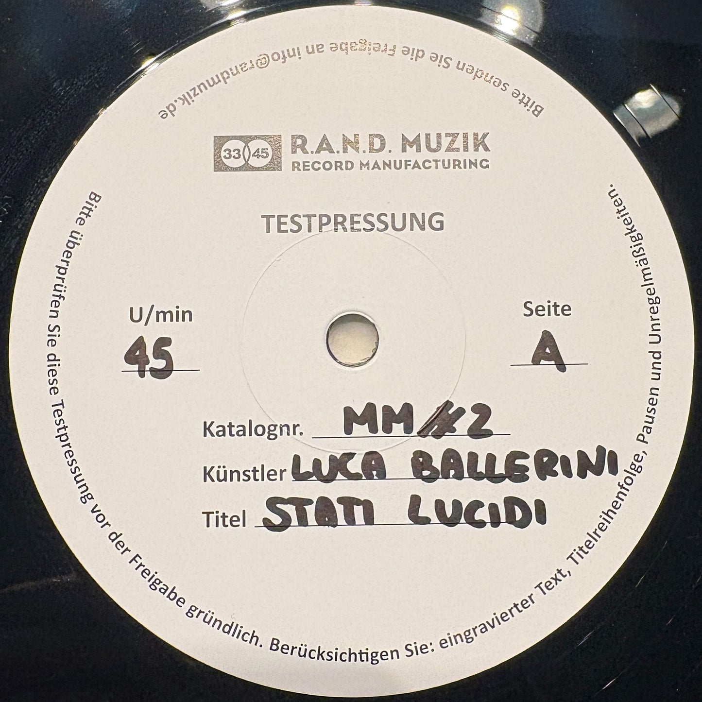 LUCA BALLERINI PRES. FUCINA 045, RIO PADICE – STATI LUCIDI