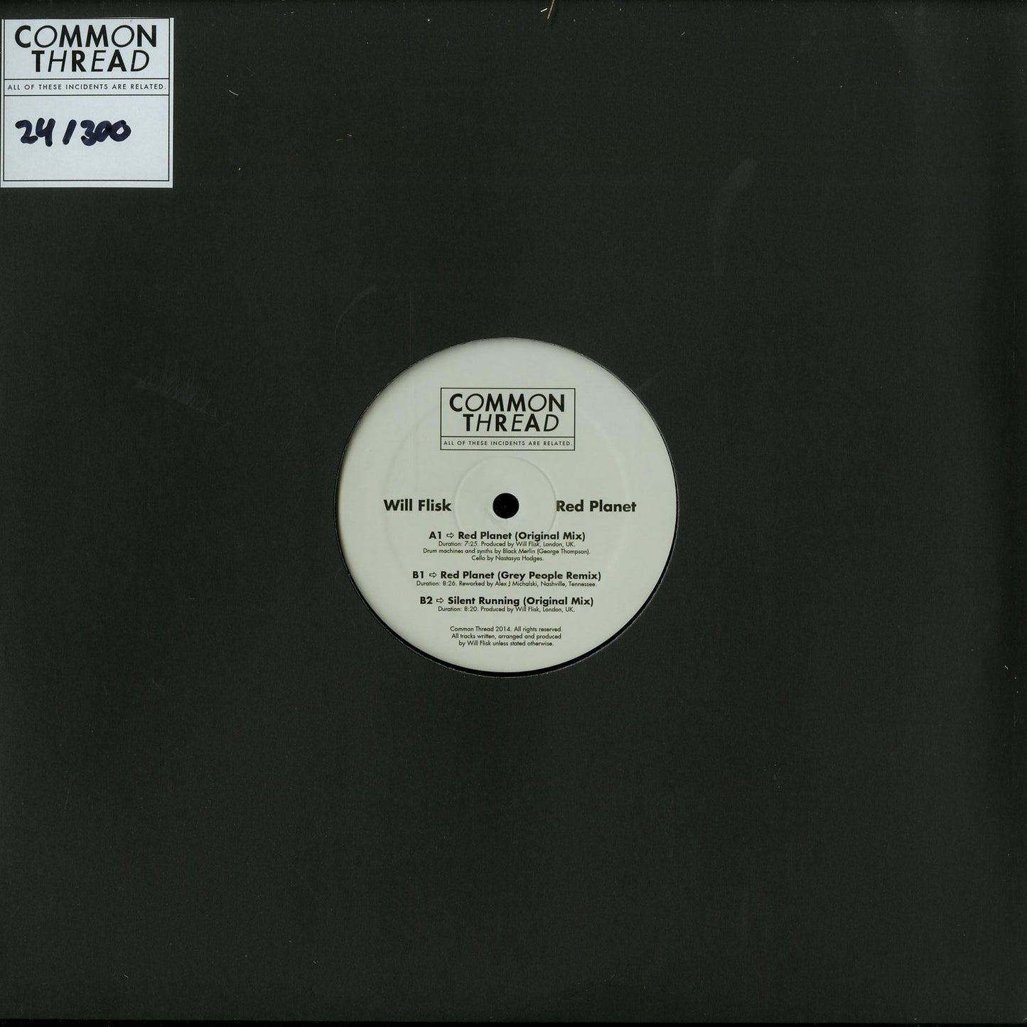 Grey People vinyl record by Will Flisk featuring Red Planet artwork, second-hand edition with the album cover front image.
