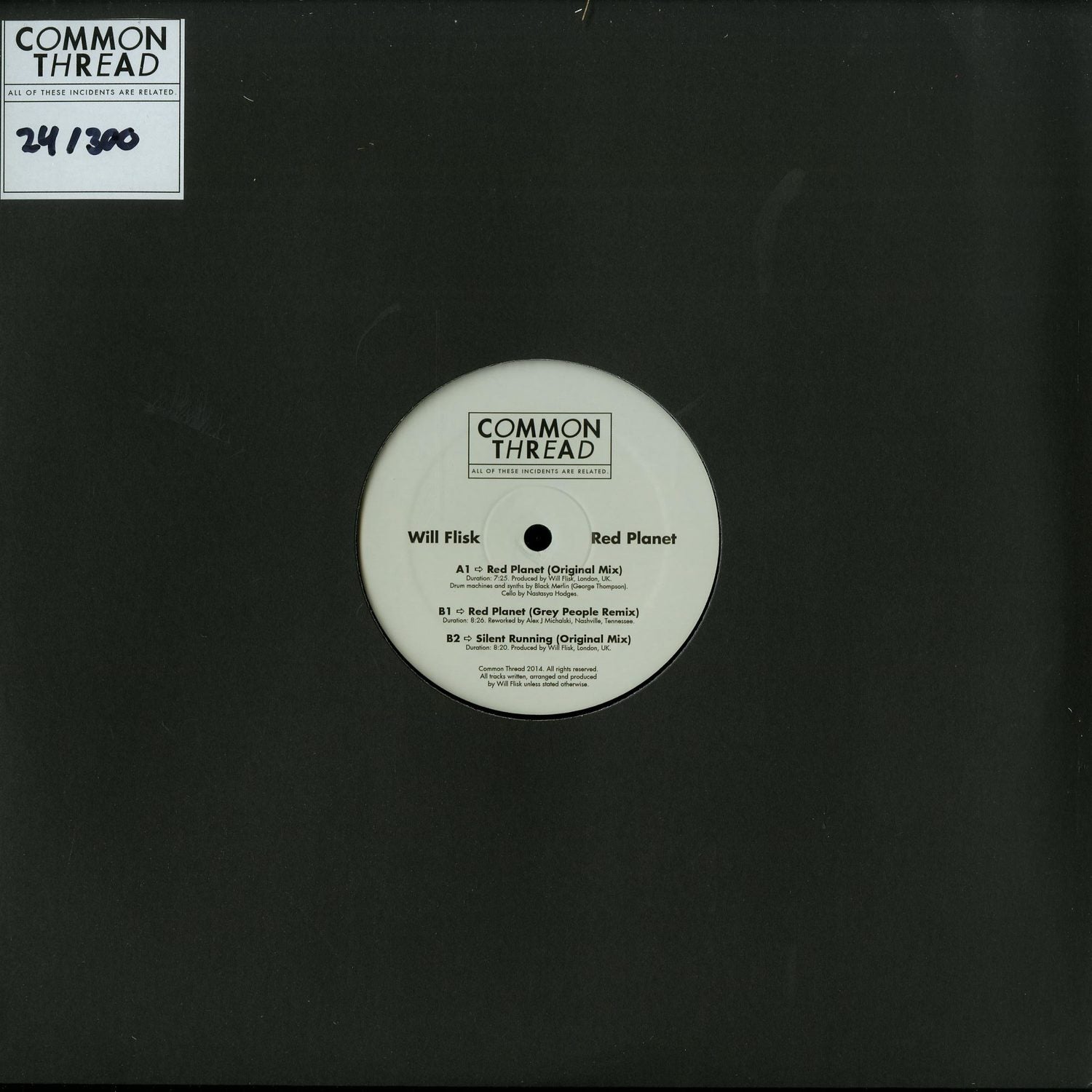 Grey People vinyl record by Will Flisk featuring Red Planet artwork, second-hand edition with the album cover front image.