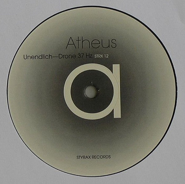 Second Hand ATHEUS UNENDLICH / DRONE 37 HZ vinyl record with album cover art, featuring abstract design and vintage style.