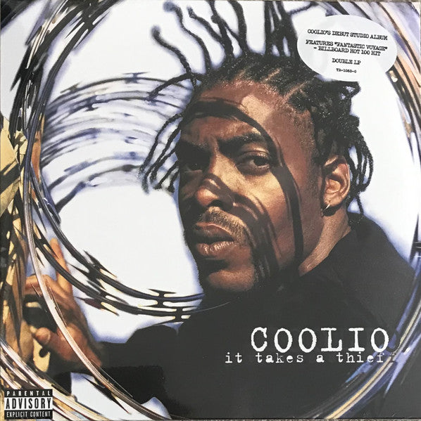 Second Hand vinyl record of Coolio’s "It Takes a Thief" featuring the album cover art with colorful graphics and text.