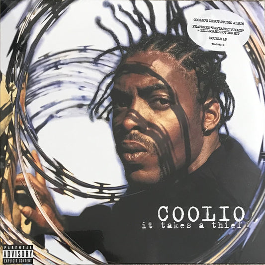 Second Hand vinyl record of Coolio’s "It Takes a Thief" featuring the album cover art with colorful graphics and text.