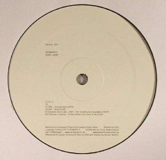 Second hand vinyl record of Vril, Iori, Eduardo de la Calle, and Tilliander/Svreca Semantica 2006-2016, front cover artwork.