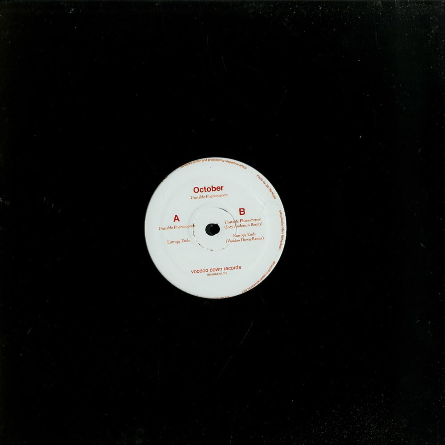 Second Hand vinyl record of October, Joey Anderson's Voodoo Down – Unstable Phenomenon with colorful album cover art.