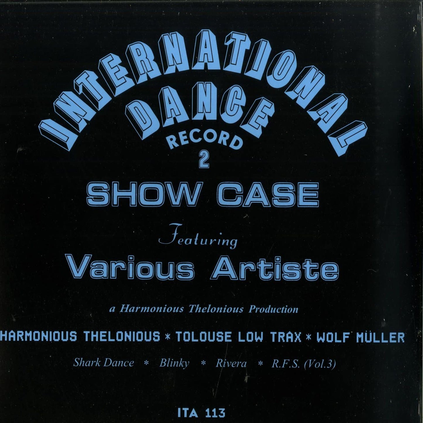 Second hand vinyl record of "Harmonious Thelonious" by Tolouse Low Trax, Wolf Müller, with colorful album cover art visible.