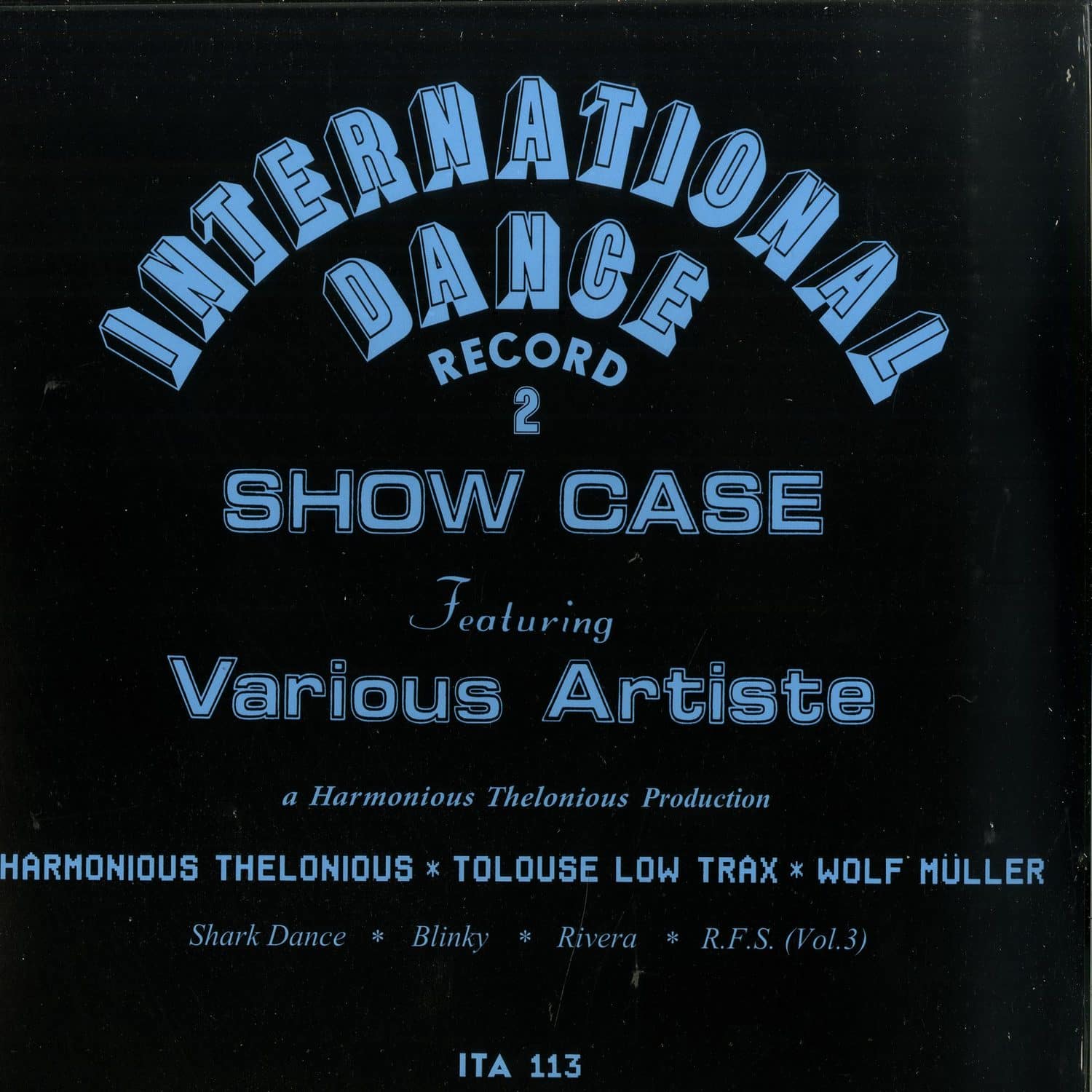 Second hand vinyl record of "Harmonious Thelonious" by Tolouse Low Trax, Wolf Müller, with colorful album cover art visible.