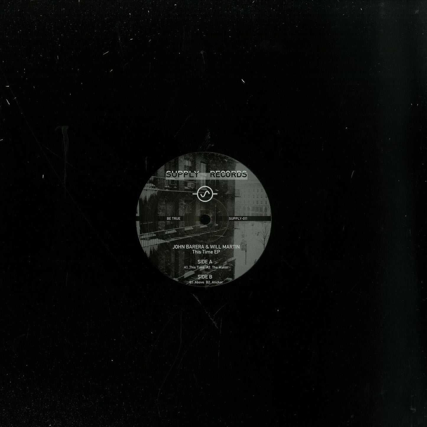 Second Hand vinyl record of John Barera & Will Martin’s "This Time" EP, showing the front cover with artwork and title.