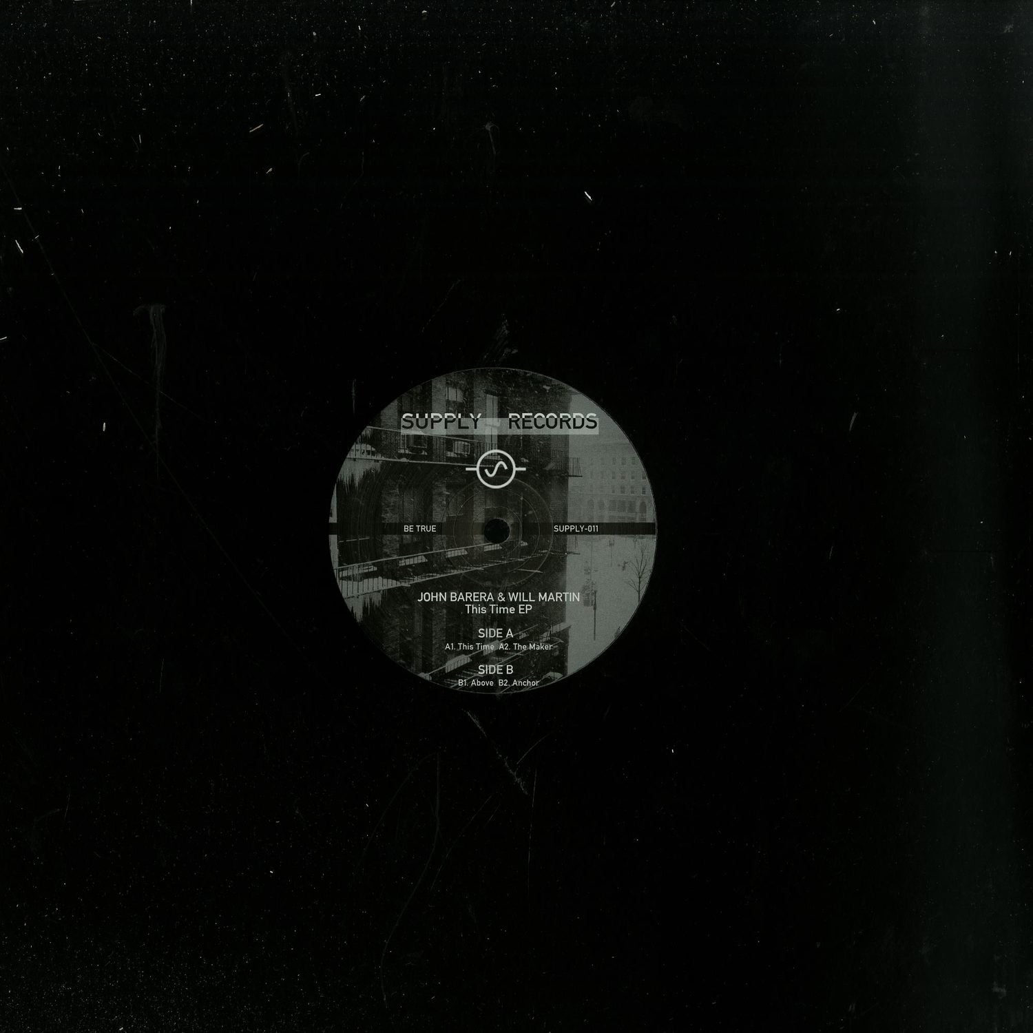 Second Hand vinyl record of John Barera & Will Martin’s "This Time" EP, showing the front cover with artwork and title.