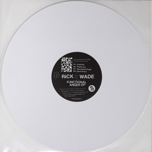Front view of Syncrophone vinyl record "Functional Anger EP" by Rick Wade, showcasing the album cover art.