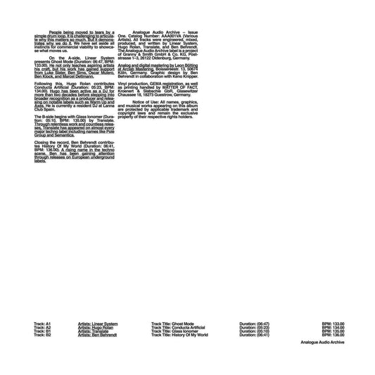 LINEAR SYSTEM, HUGO ROLAN, TRANSLATE, BEN BEHRENDT – ANALOGUE AUDIO ARCHIVE 001