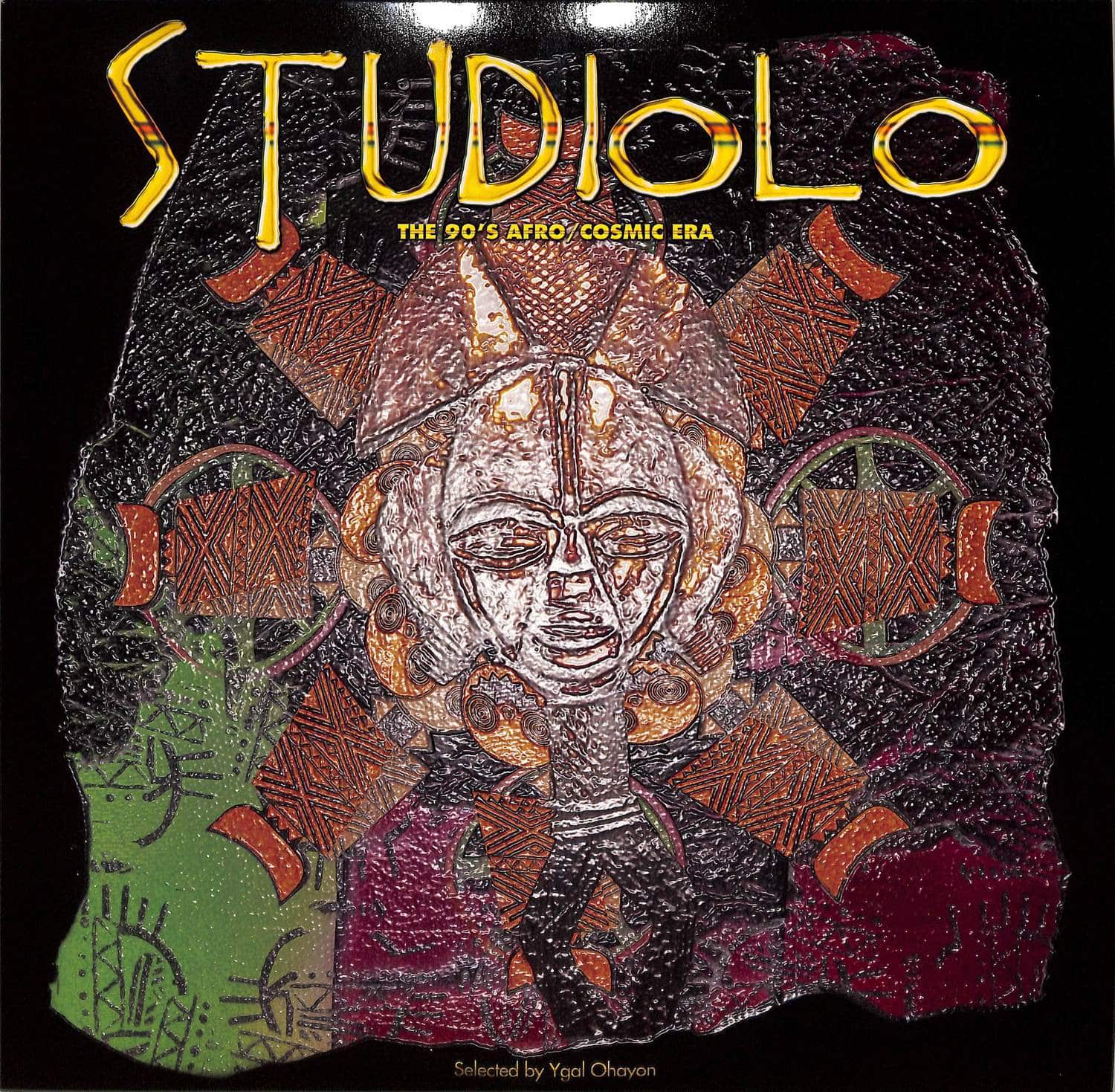 Vintage vinyl record from Studiolo's 90's Afro/Cosmic Era collection, featuring colorful album art and classic groove design.