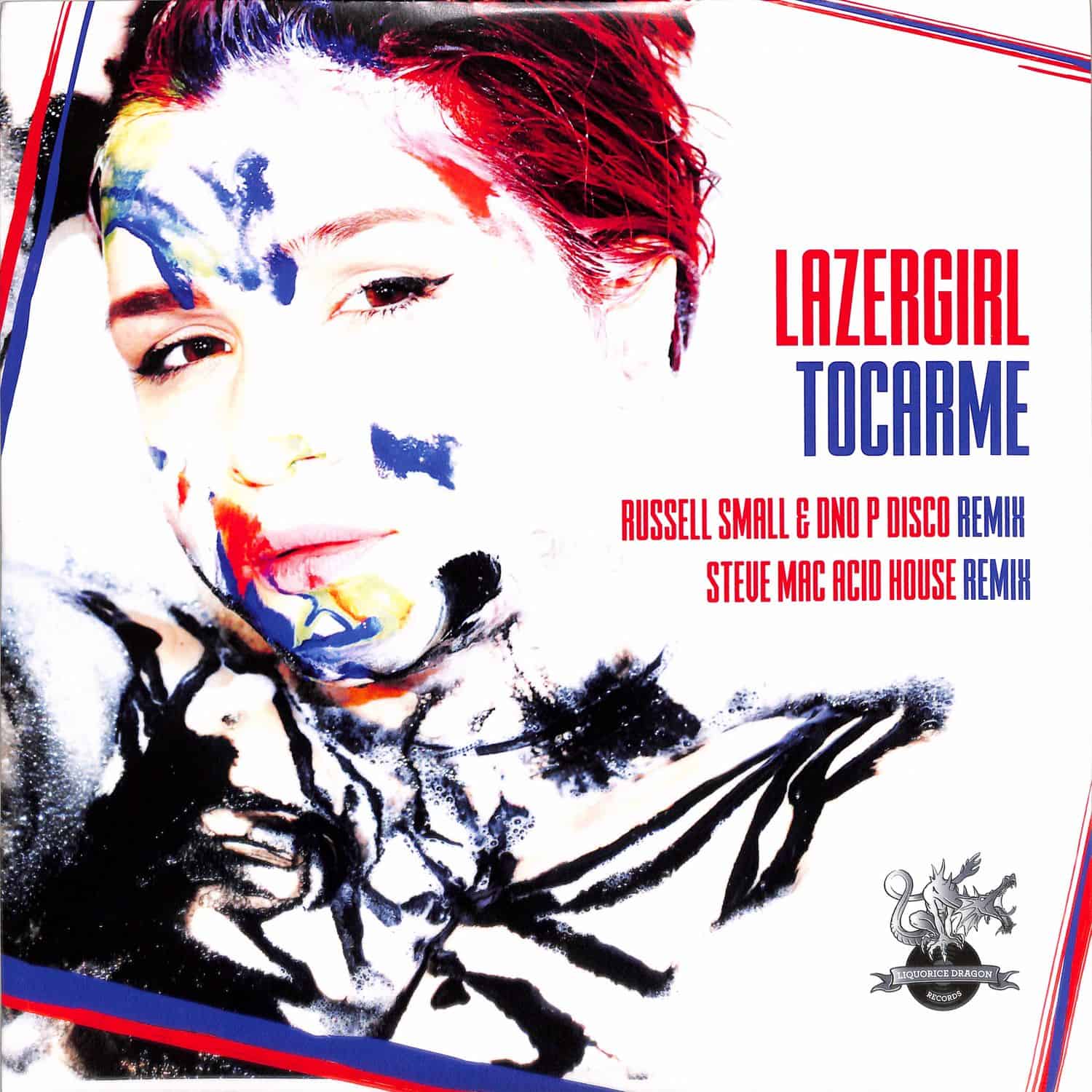 Decks LazerGirl, Russell Small & DNO P vinyl record titled "Tocarme" featuring artwork on the front cover.