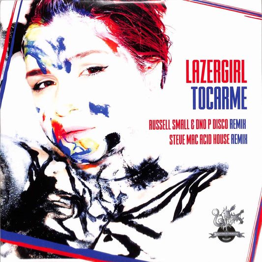 Decks LazerGirl, Russell Small & DNO P vinyl record titled "Tocarme" featuring artwork on the front cover.