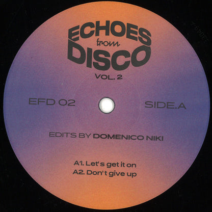 Vinyl Future Domenico Niki Echoes From Disco Vol. 2 vinyl record with colorful cover art and music label details.