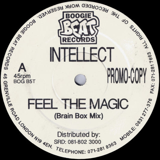 Second Hand vinyl record titled "INTELLECT, MINISTERS OF DANCE – FEEL THE MAGIC / ENTIRELY DIFFERENT" with album cover art.