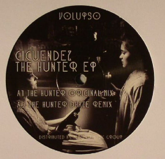 Vinyl record titled "The Hunter EP" by CICUENDEZ, DHAZE, featuring the front cover art in a second-hand condition.