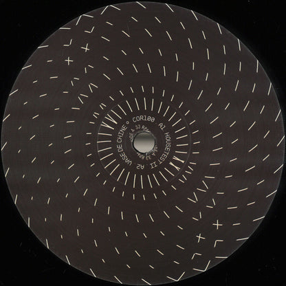 Vinyl Future COR100 ACANALAR Split EP #001 vinyl record with colorful label and sleeve artwork, front view.