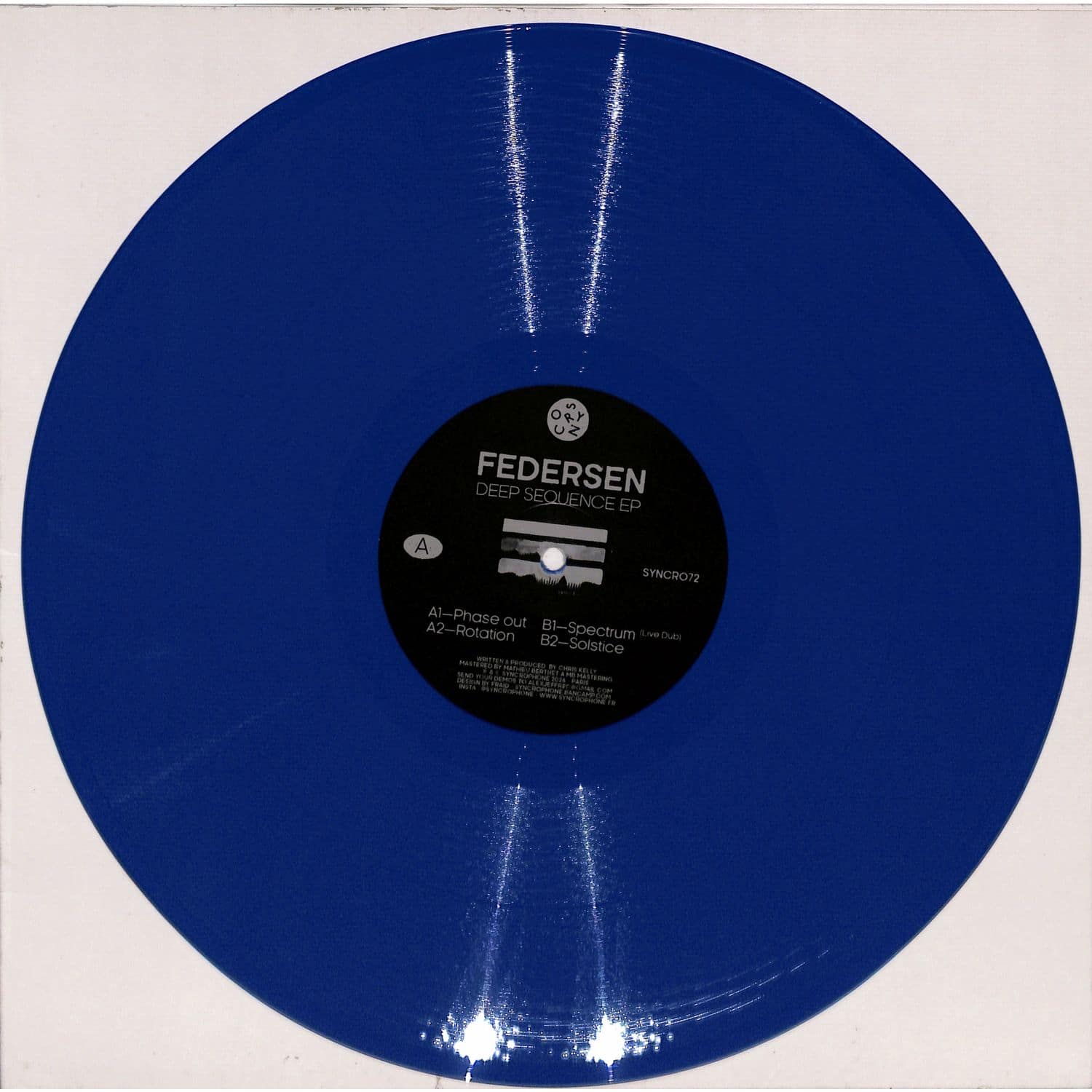 Syncrophone vinyl record titled Deep Sequence EP by FEDERSEN, showing the front cover with abstract artwork and record details.