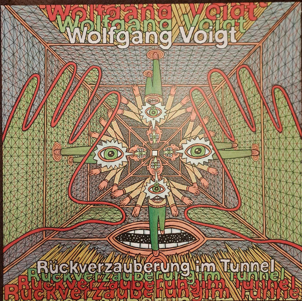 Space Cadets vinyl record of Wolfgang Voigt’s Rückverzauberung im Tunnel, featuring abstract and colorful album artwork.