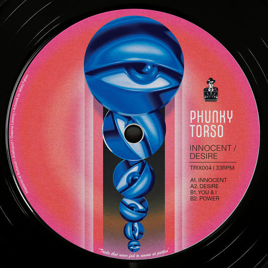 Second Hand PHUNKY TORSO vinyl record featuring Innocent and Desire album cover art with colorful abstract design.