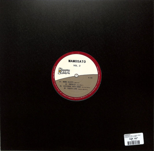 Vinyl record titled MAMOSATO VOL. 2 by Cristian Sarde, Emanuele Montalto, Paolo Macrì, featuring artwork on the front cover.